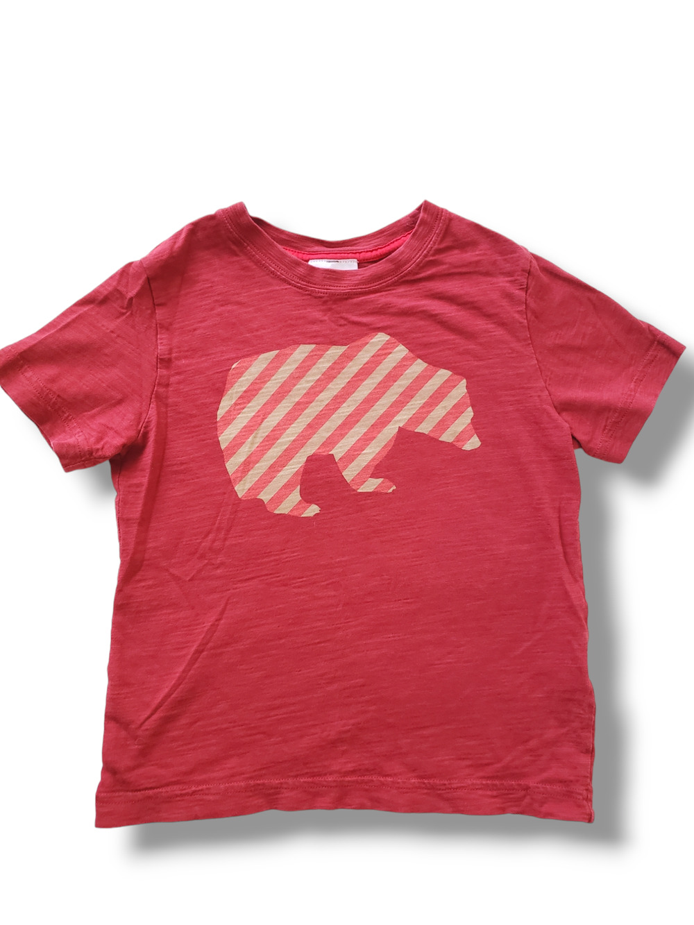Hanna Andersson Boys 120 Size 6 Red Striped Bear Tee